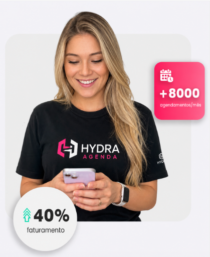 Tela de agendamentos do sistema Hydra Agenda para salão de beleza